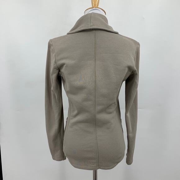 James Perse Blazer Womens 2 Taupe Standard Knit One Button Cotton Shawl Collar - Picture 6 of 12
